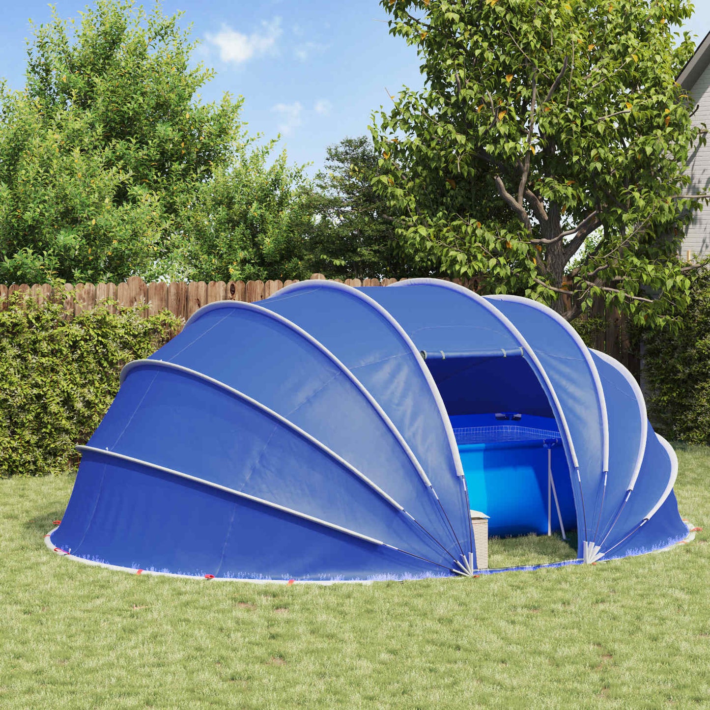 vidaXL Σκηνή πισίνας τύπου θόλου 538 x 440 x 204 εκ. Αζούρ Μπλε