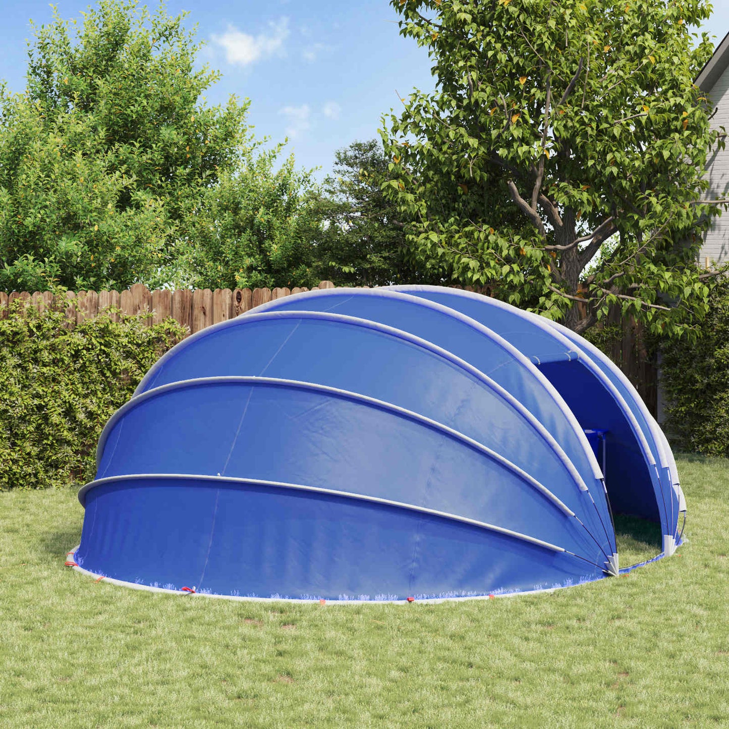 vidaXL Σκηνή πισίνας τύπου θόλου 538 x 440 x 204 εκ. Αζούρ Μπλε