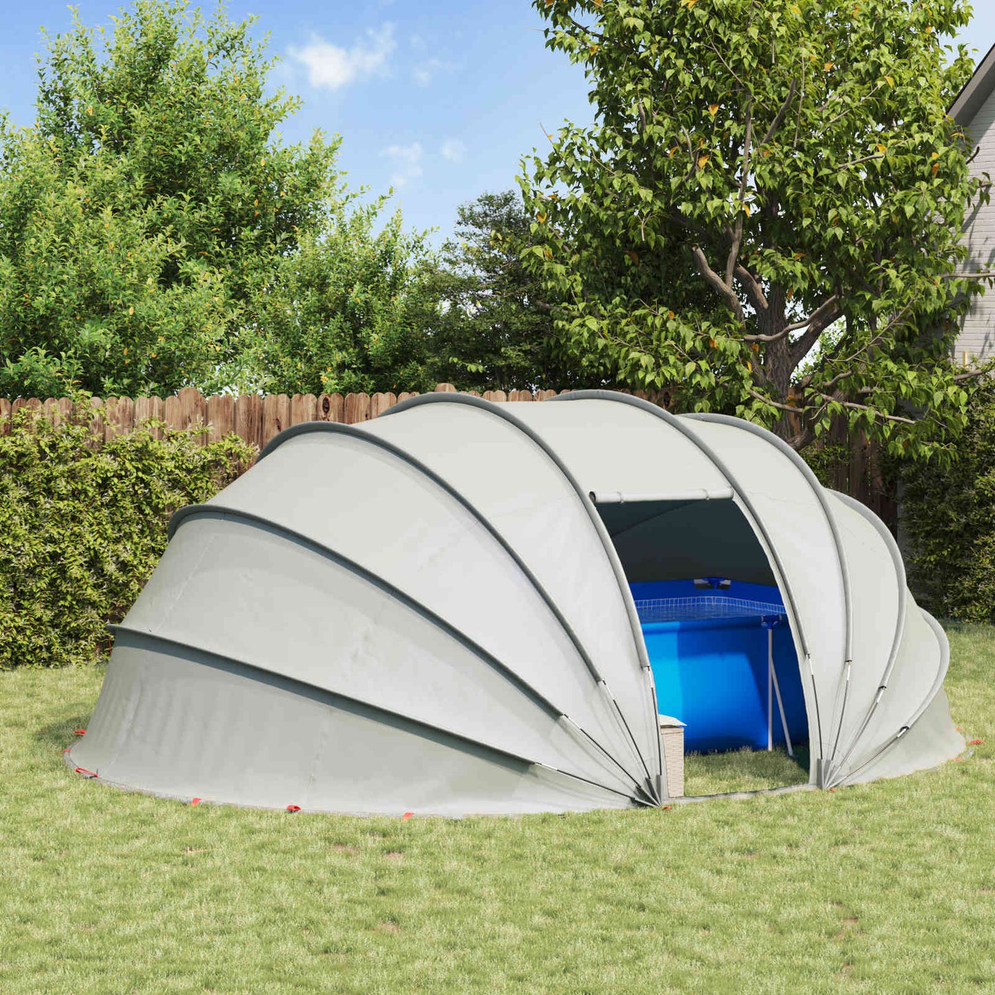 vidaXL Σκηνή πισίνας τύπου θόλου Γκρι 538 x 440 x 204 εκ.
