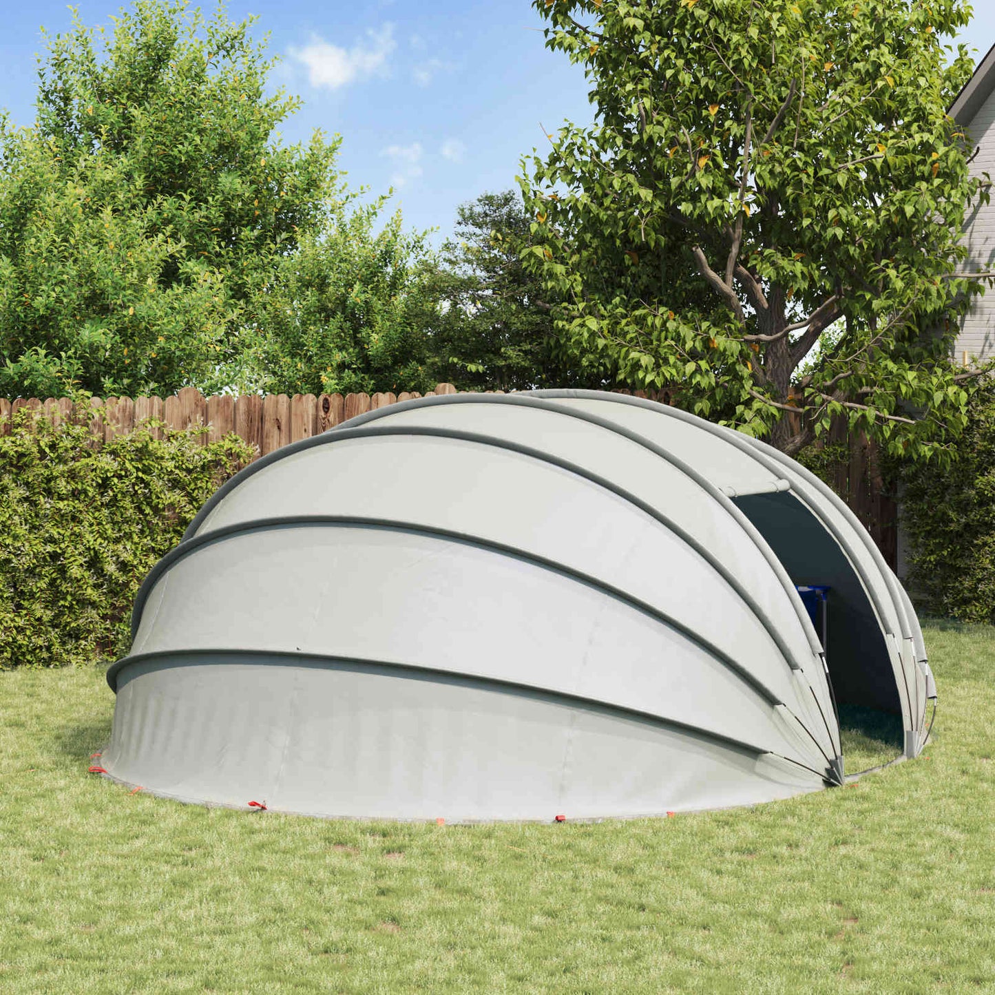 vidaXL Σκηνή πισίνας τύπου θόλου Γκρι 538 x 440 x 204 εκ.