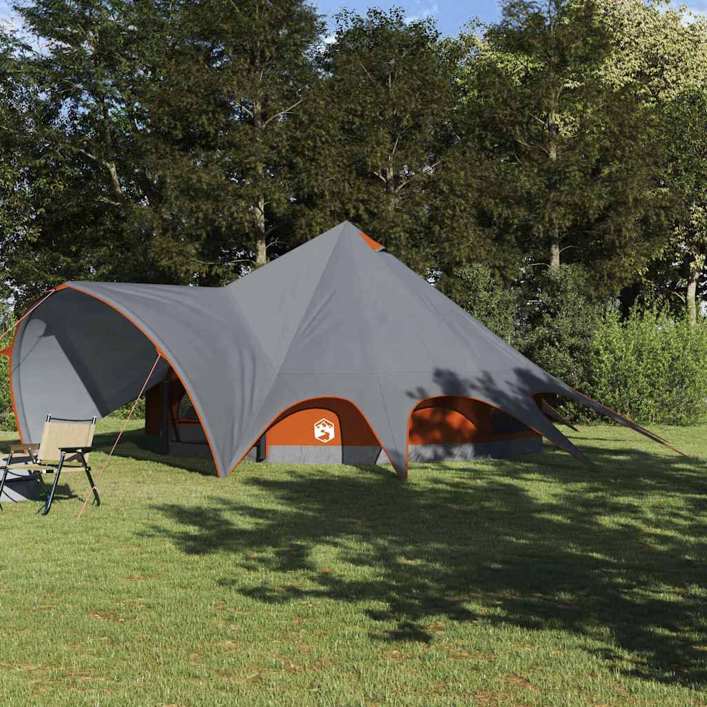 vidaXL Σκηνίτσα Teepee με στέγη Γκρι και Πορτοκαλί 600 x 600 x 347 εκ