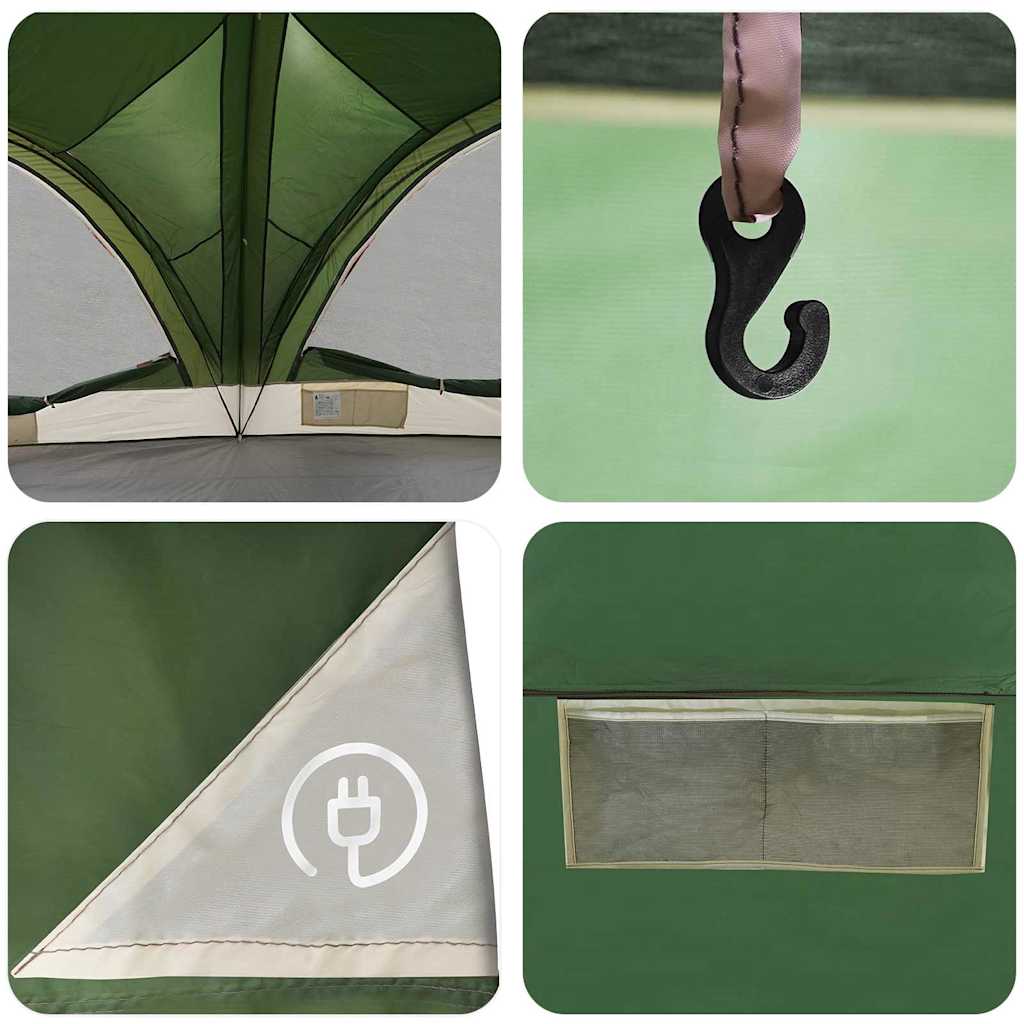 vidaXL Οικογενειακή Σκηνή Πράσινο και Γκρι 460 x 430 x 214 εκ.