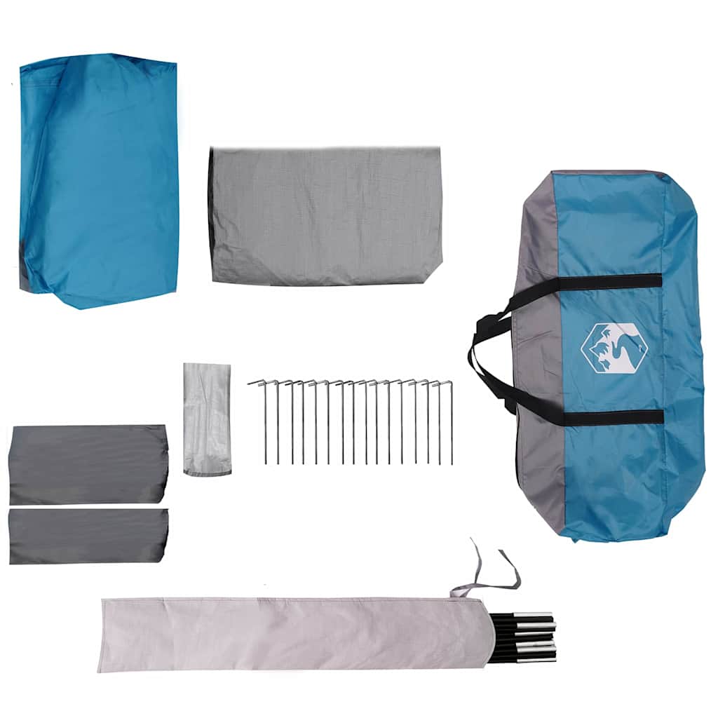 vidaXL Οικογενειακή Σκηνή με στέγη Μπλε και Γκρι 460 x 430 x 214 εκ.