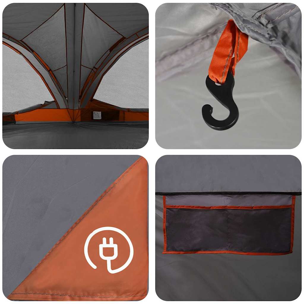 vidaXL Οικογενειακή Σκηνή Γκρι και Πορτοκαλί 460 x 430 x 214 εκ.