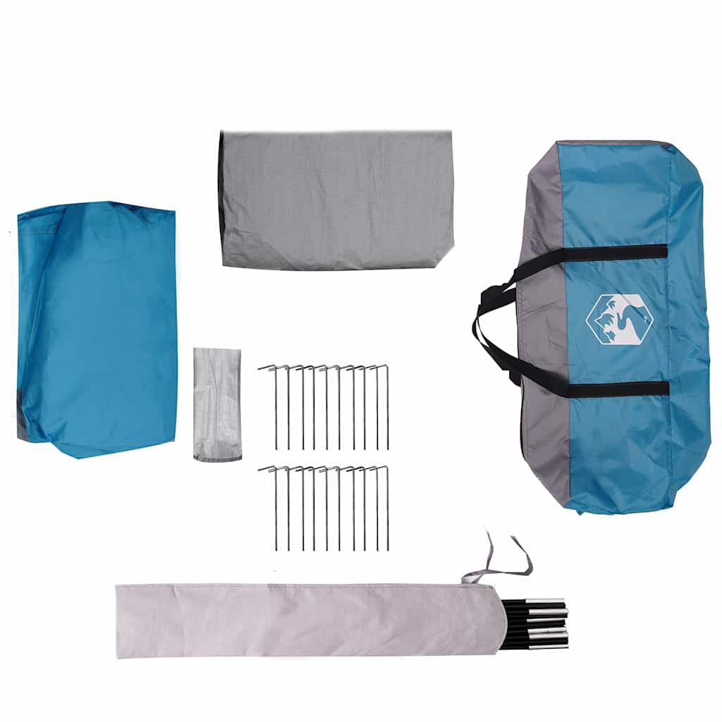 vidaXL Οικογενειακή Σκηνή με στέγη Μπλε και Γκρι 324 x 255 x 230 cm