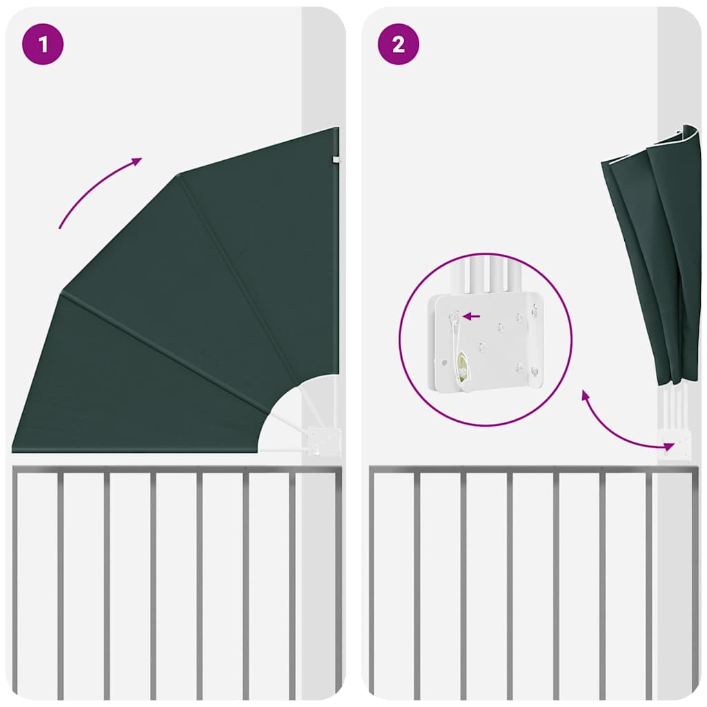 vidaXL Αδιάφανο σκίαστρο μπαλκονιού Σκούρο Πράσινο 115 x 115 εκ