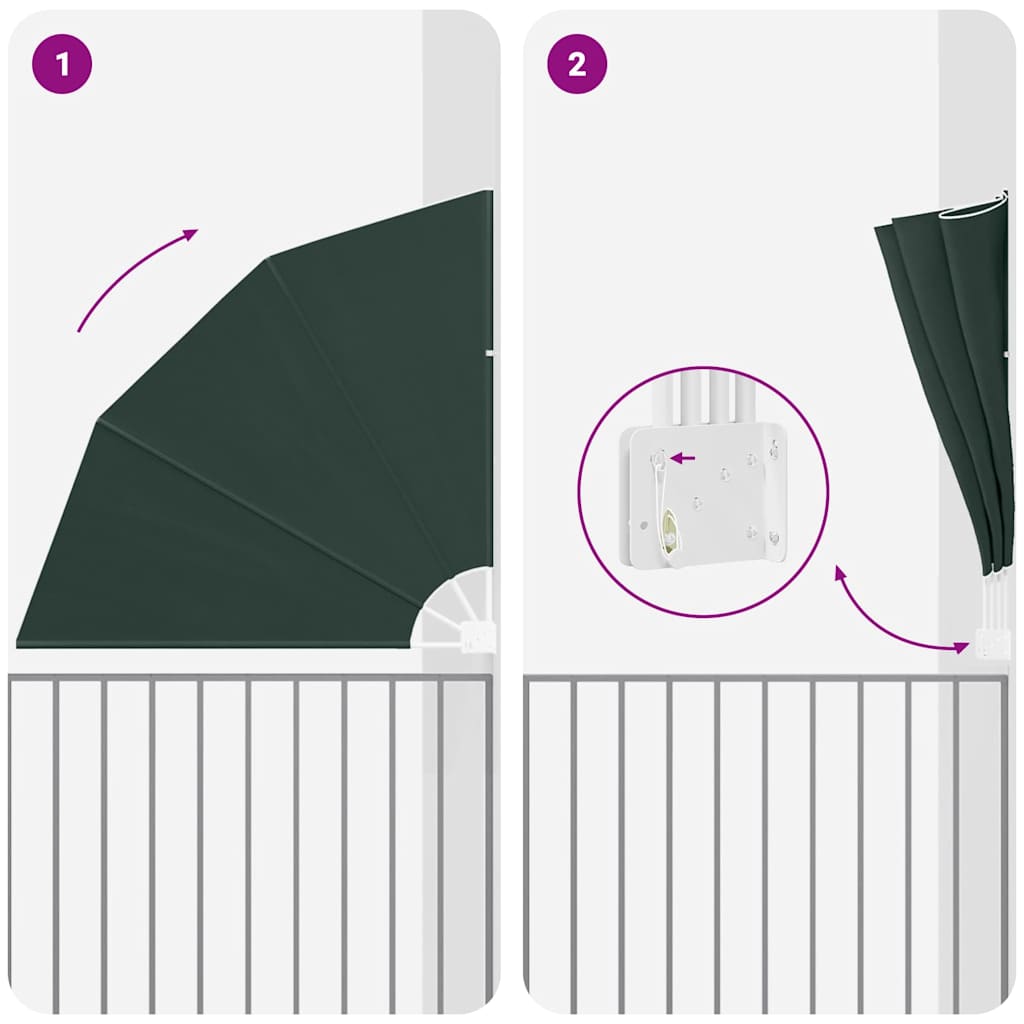 vidaXL Αδιάφανο σκίαστρο μπαλκονιού Σκούρο Πράσινο 160 x 160 cm