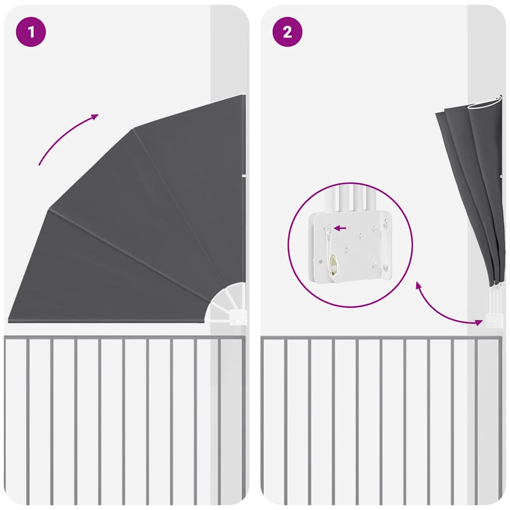 vidaXL Αδιάφανο σκίαστρο μπαλκονιού Μαύρο 140 x 140 cm Πολυεστέρας