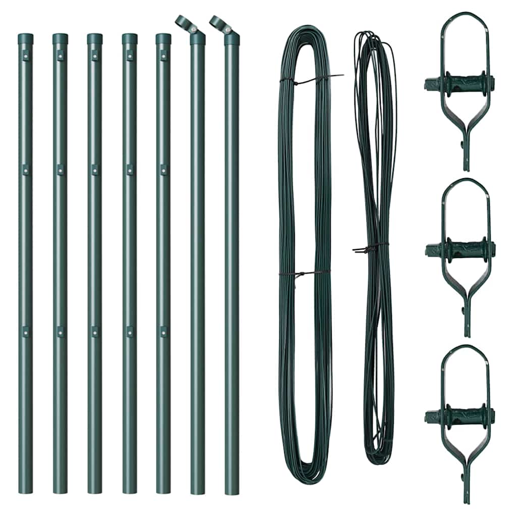 vidaXL Στύλος Περιφράξεων 7 pcs Πράσινο Ατσάλι