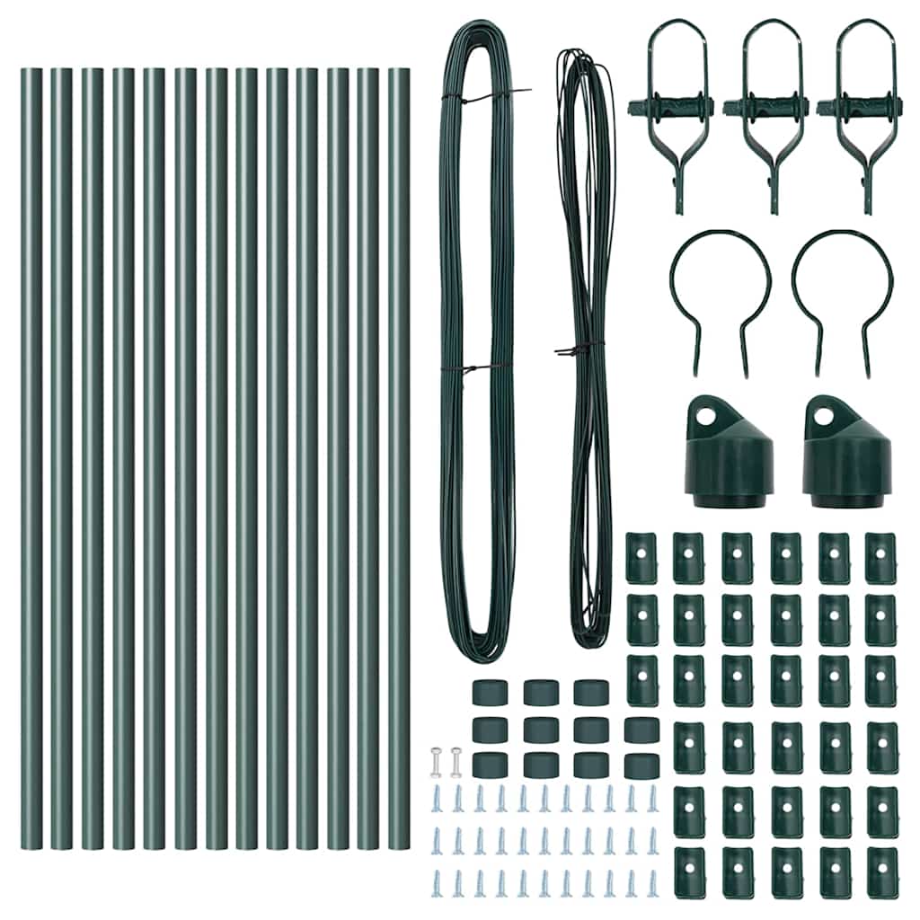 vidaXL Στύλος Περιφράξεων 13 pcs Πράσινο Ατσάλι