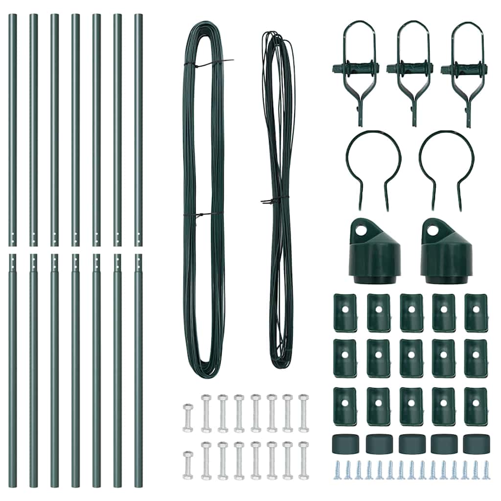 vidaXL Στύλος Περιφράξεων 7 pcs Πράσινο Ατσάλι