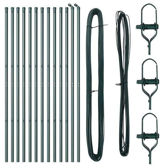 vidaXL Στύλος Περιφράξεων 13 pcs Πράσινο Ατσάλι