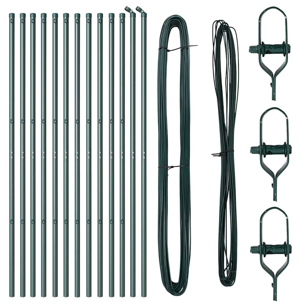 vidaXL Στύλος Περιφράξεων 13 pcs Πράσινο Ατσάλι