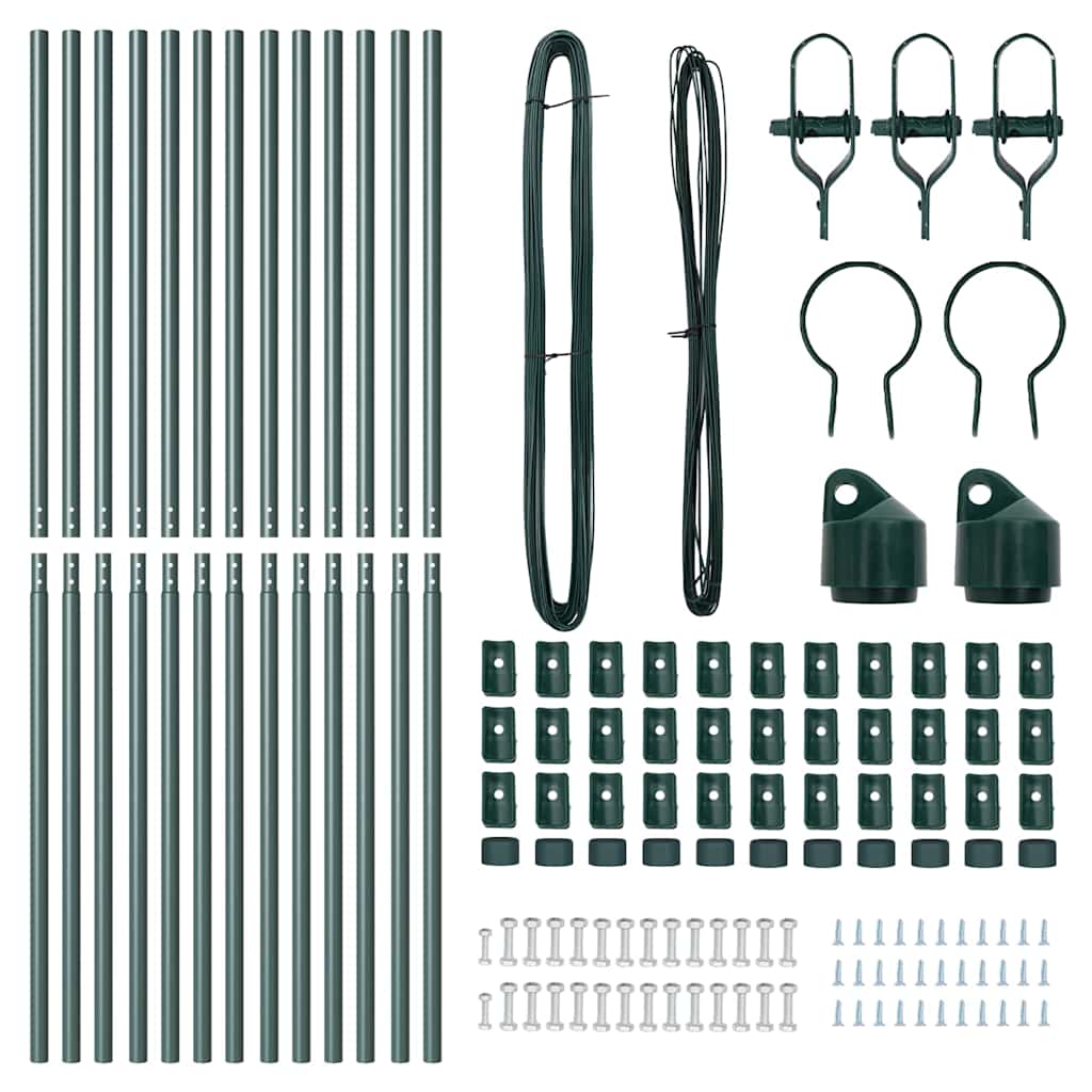 vidaXL Στύλος Περιφράξεων 13 pcs Πράσινο Ατσάλι