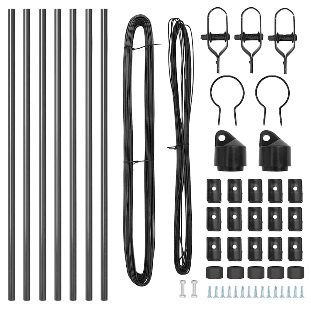vidaXL Στύλος Περιφράξεων 7 pcs Γκρι Ατσάλι