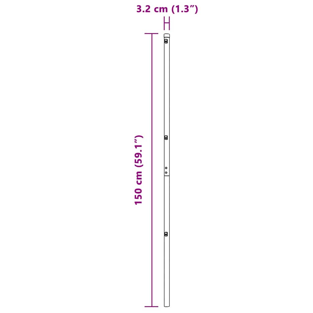 vidaXL Στύλος Περιφράξεων 7 pcs Γκρι Ατσάλι