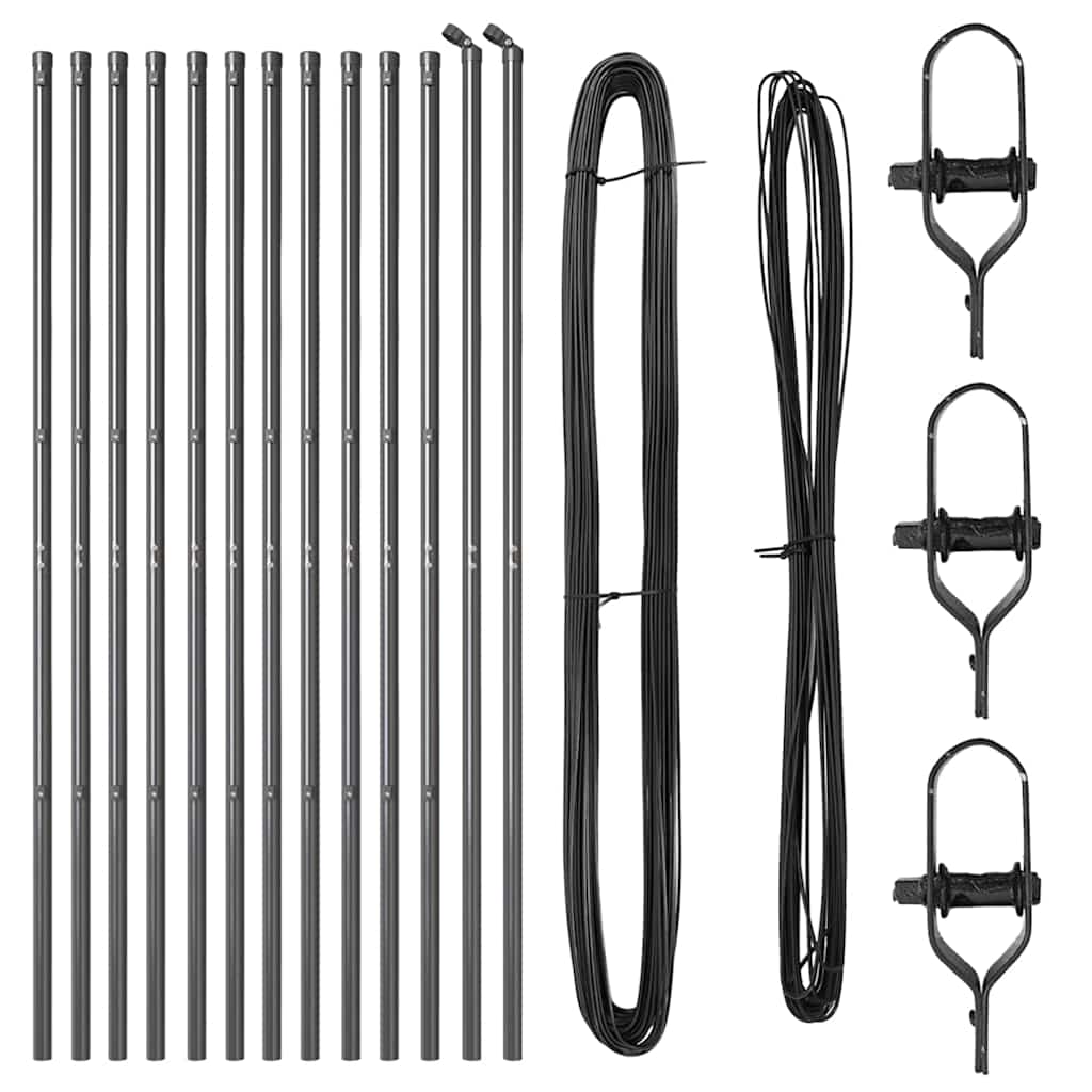 vidaXL Στύλος Περιφράξεων 13 pcs Γκρι Ατσάλι