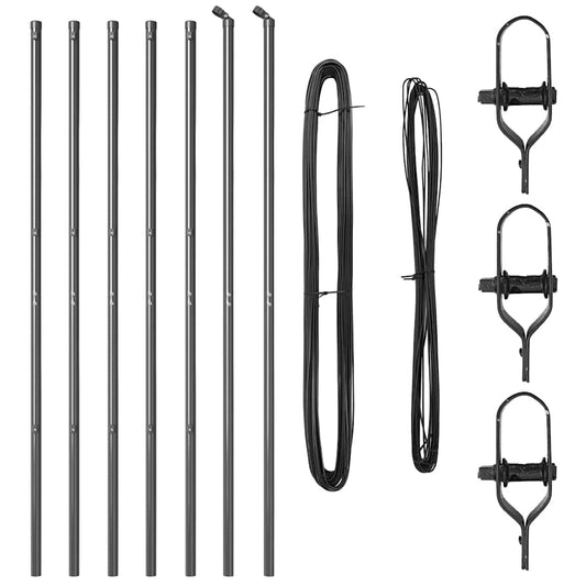 vidaXL Στύλος Περιφράξεων 7 pcs Γκρι Ατσάλι