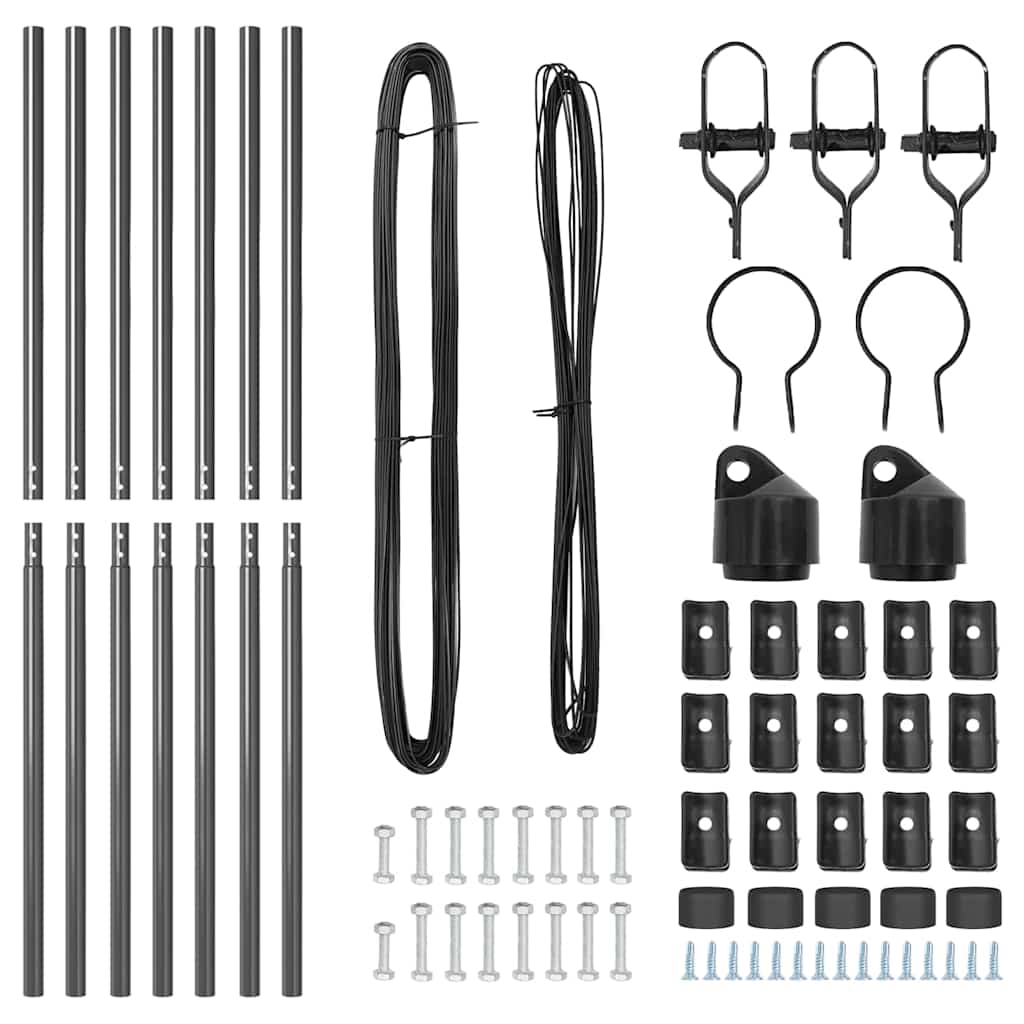 vidaXL Στύλος Περιφράξεων 7 pcs Γκρι Ατσάλι