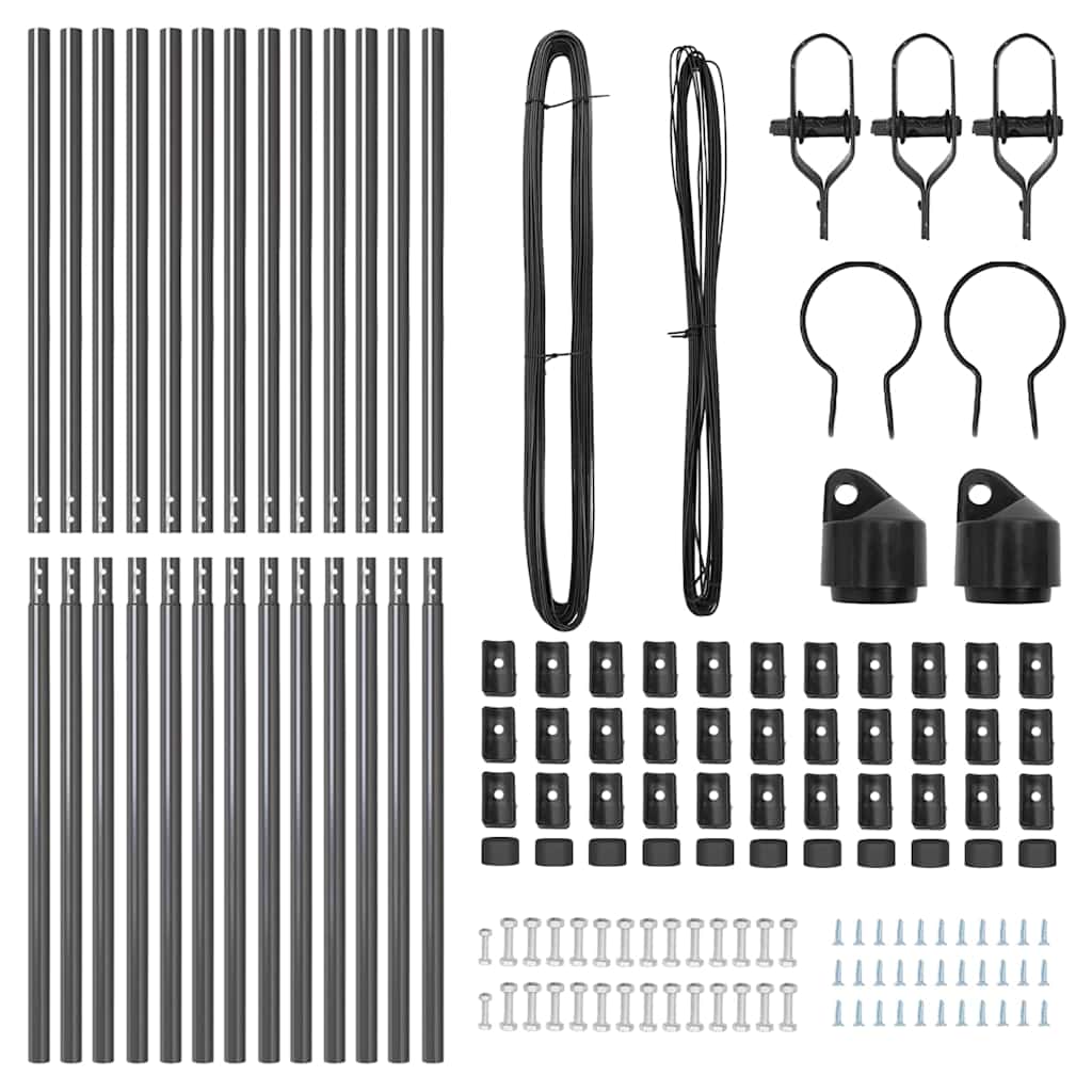 vidaXL Στύλος Περιφράξεων 13 pcs Γκρι Ατσάλι