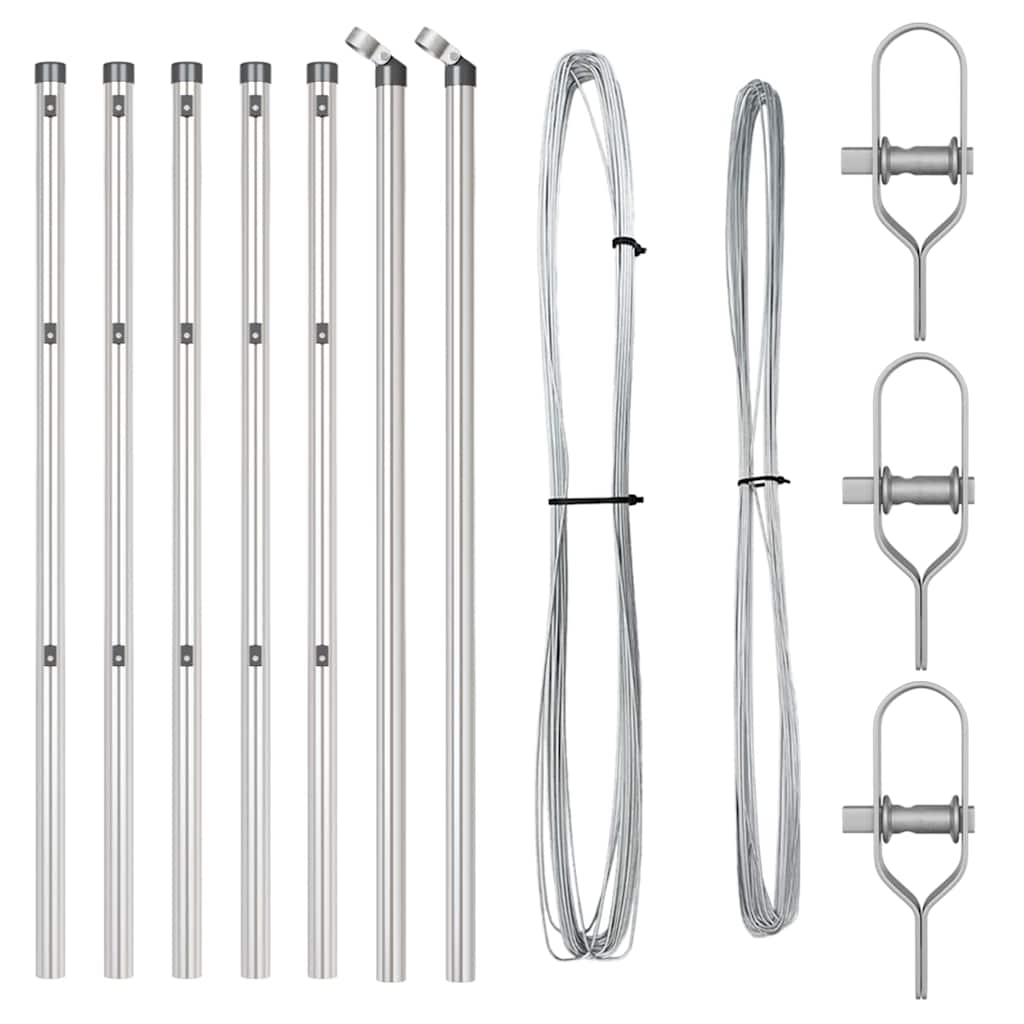 vidaXL Στύλος Περιφράξεων 7 pcs Ασημί Ατσάλι