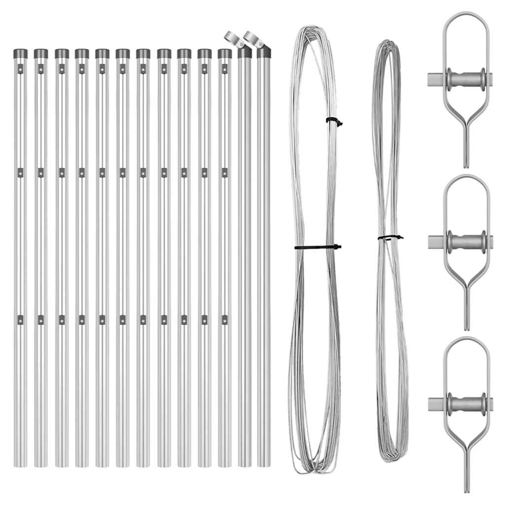 vidaXL Στύλος Περιφράξεων 13 pcs Ασημί Ατσάλι