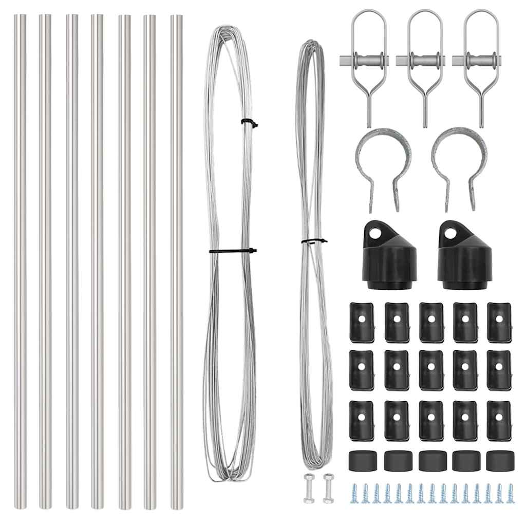 vidaXL Στύλος Περιφράξεων 7 pcs Ασημί Ατσάλι