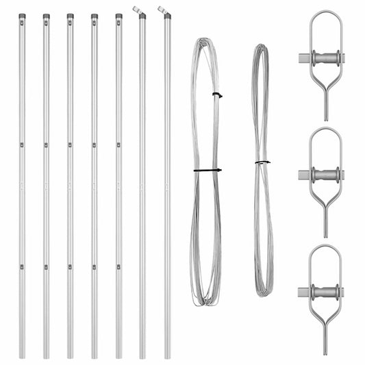 vidaXL Στύλος Περιφράξεων 7 pcs Ασημί Ατσάλι