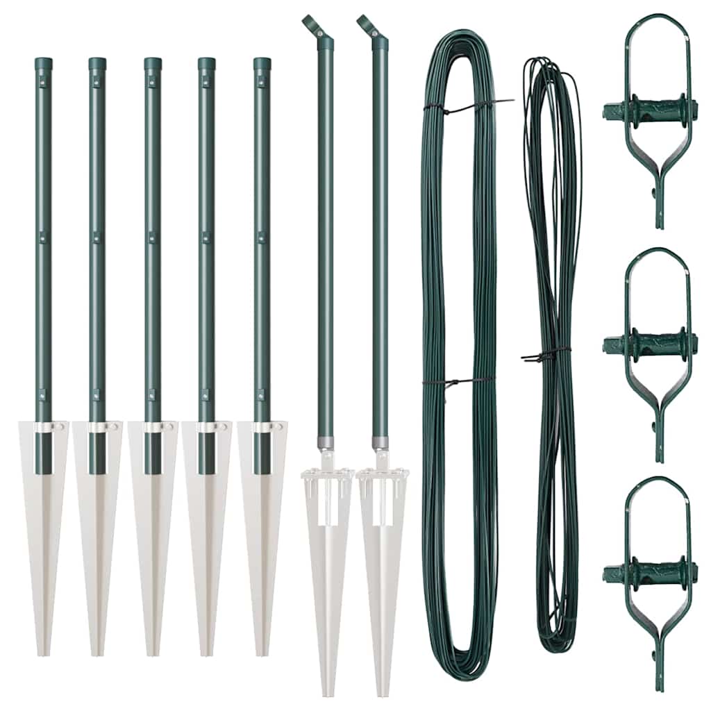 vidaXL Στύλος Περιφράξεων 7 pcs Πράσινο Ατσάλι