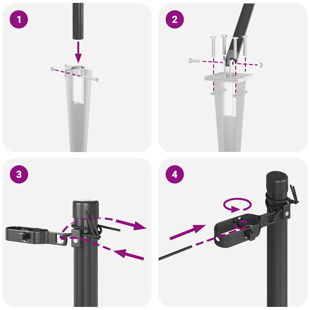 vidaXL Στύλος Περιφράξεων 7 pcs Γκρι Ατσάλι