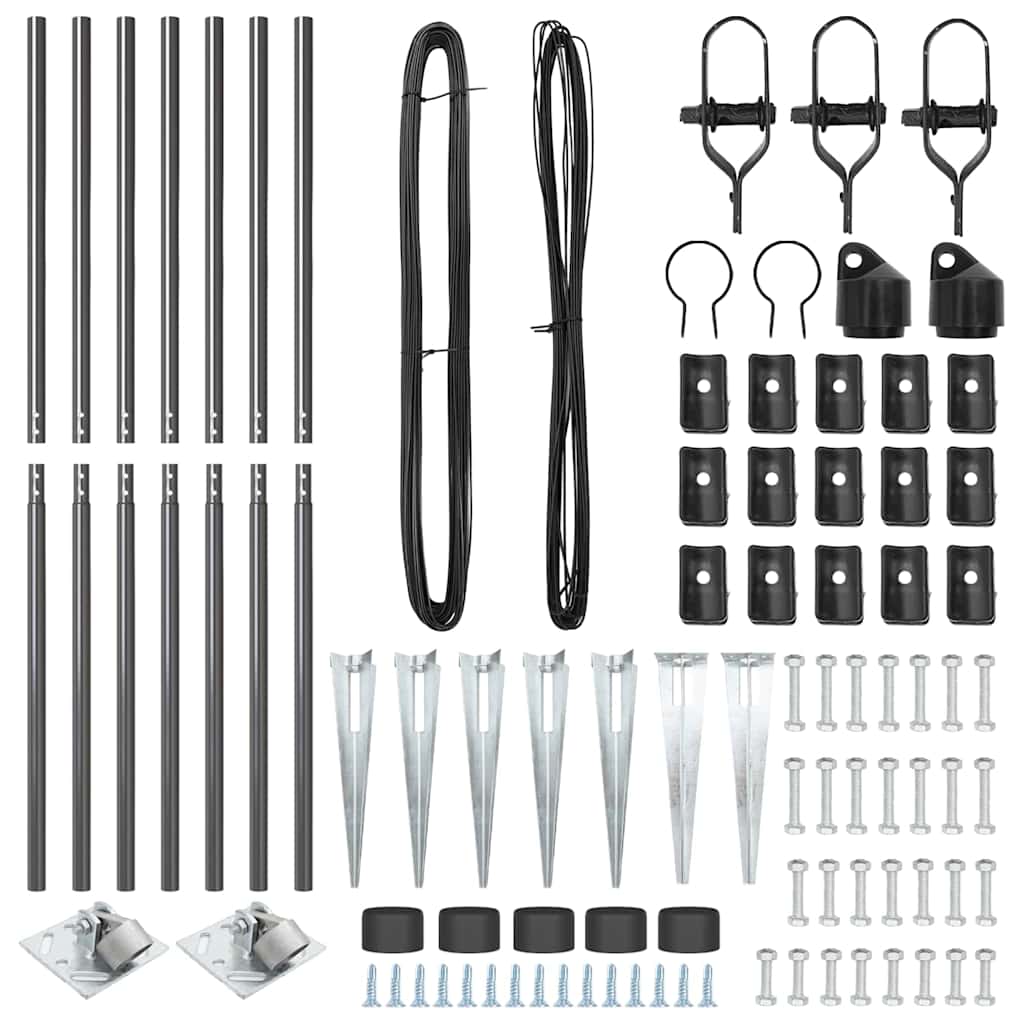 vidaXL Στύλος Περιφράξεων 7 pcs Γκρι Ατσάλι