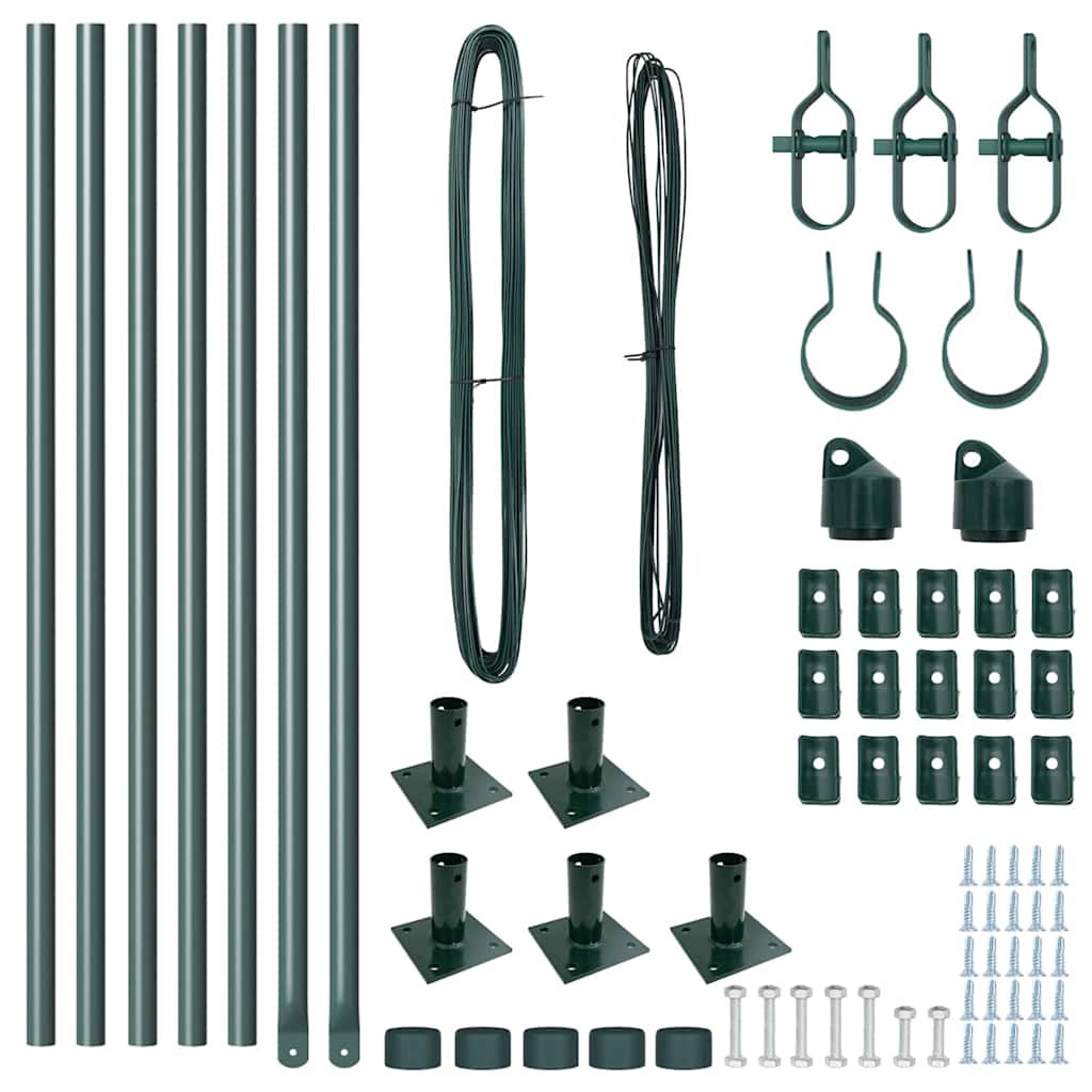 vidaXL Στύλος Περιφράξεων 7 pcs Πράσινο Ατσάλι