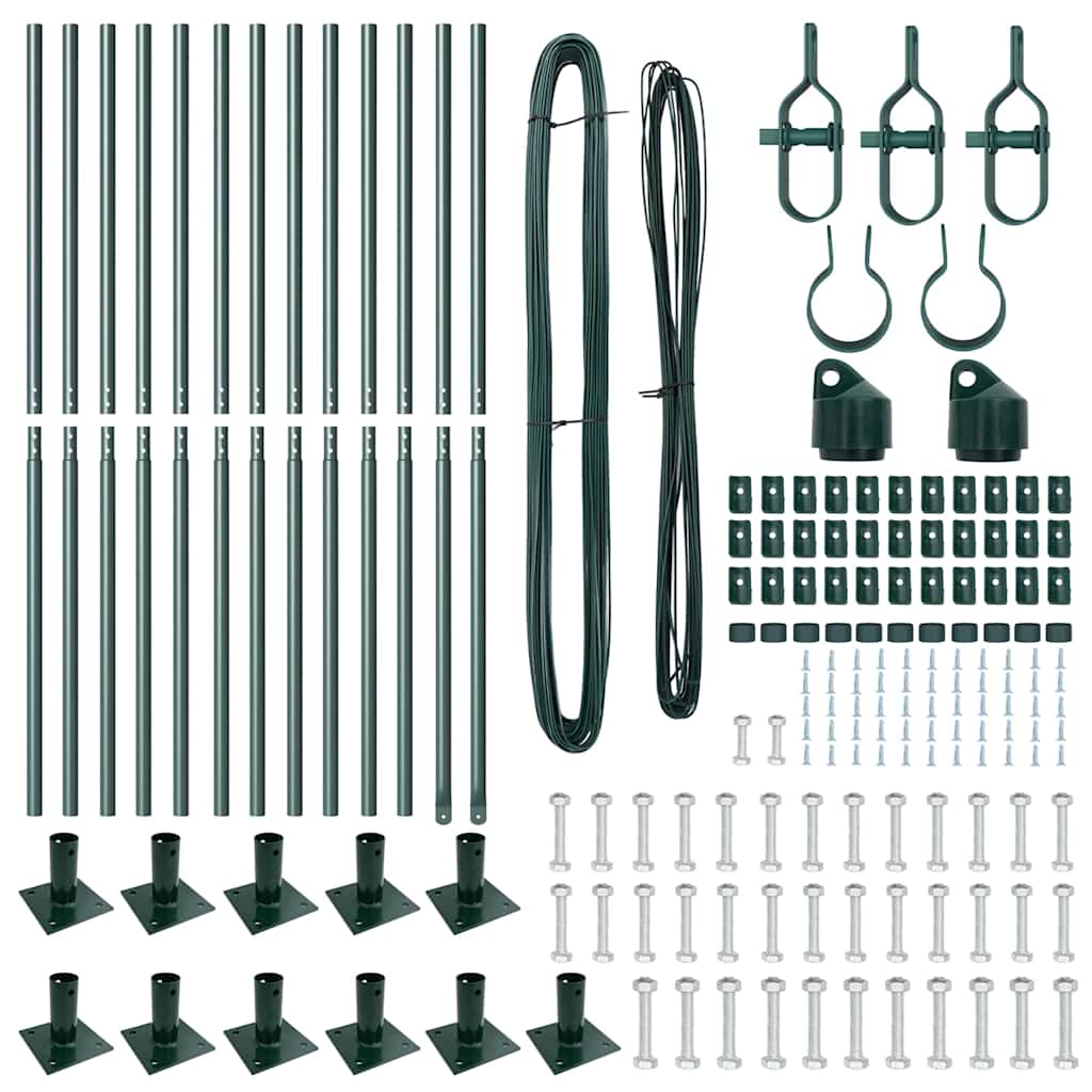 vidaXL Στύλος Περιφράξεων 13 pcs Πράσινο Ατσάλι