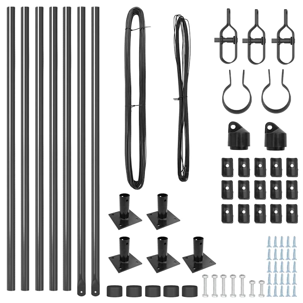 vidaXL Στύλος Περιφράξεων 7 pcs Γκρι Ατσάλι