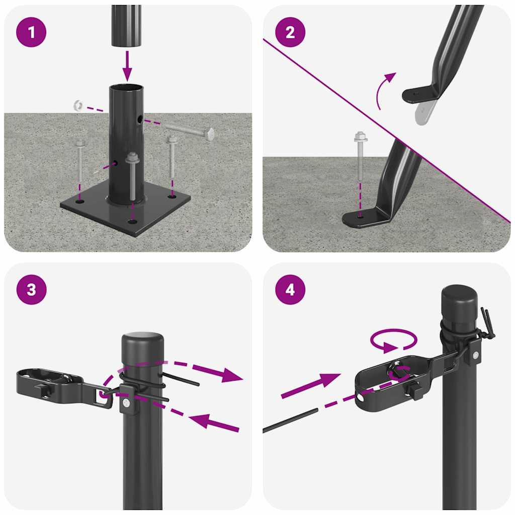 vidaXL Στύλος Περιφράξεων 7 pcs Γκρι Ατσάλι