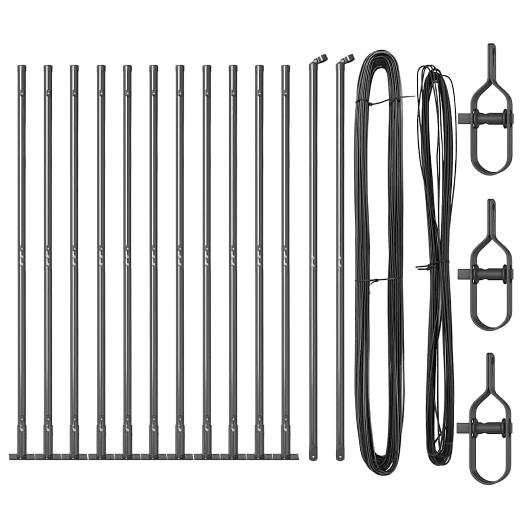 vidaXL Στύλος Περιφράξεων 13 pcs Γκρι Ατσάλι