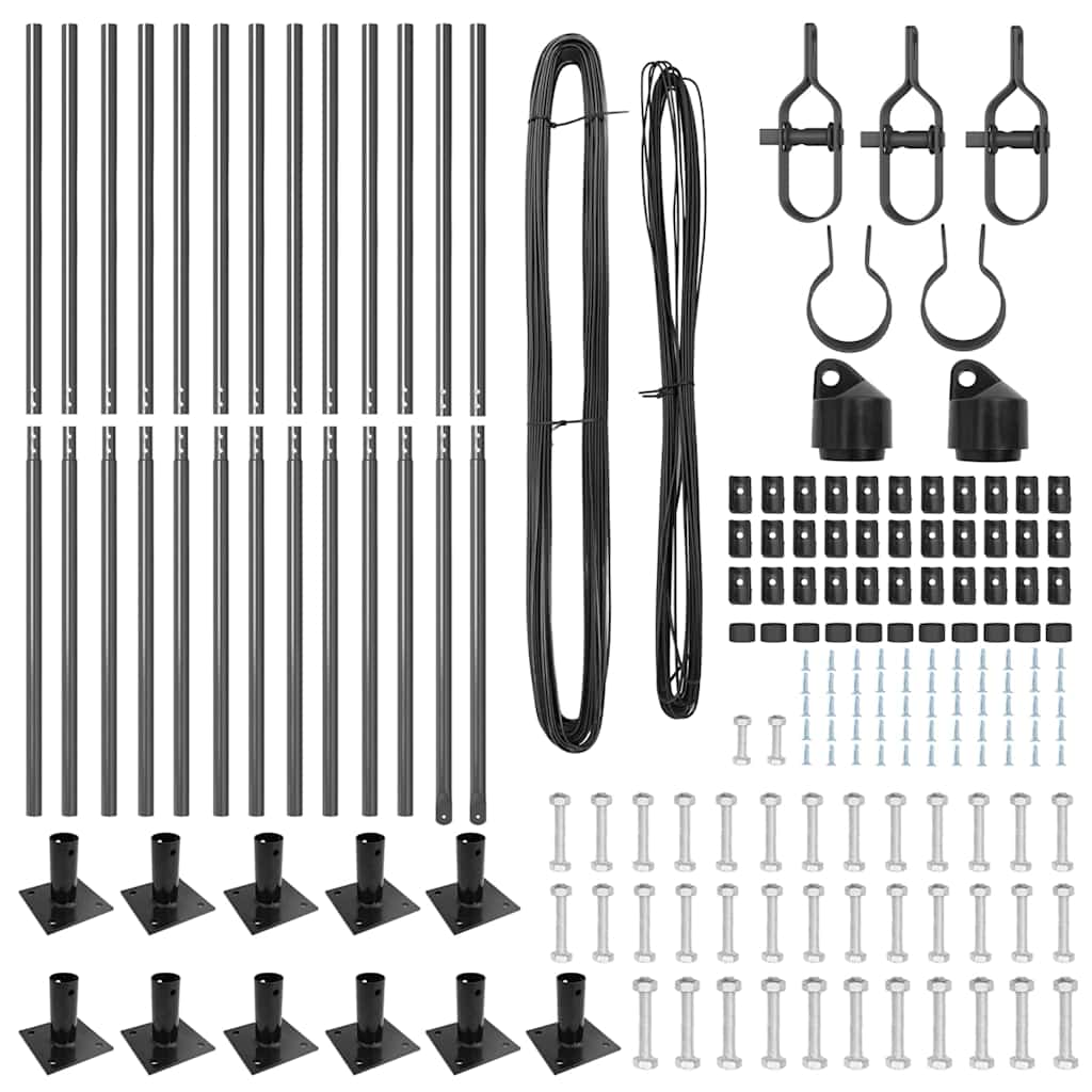 vidaXL Στύλος Περιφράξεων 13 pcs Γκρι Ατσάλι