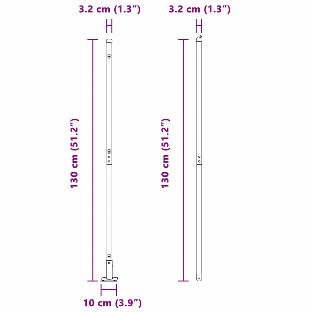 vidaXL Στύλος Περιφράξεων 7 pcs Ασημί Ατσάλι