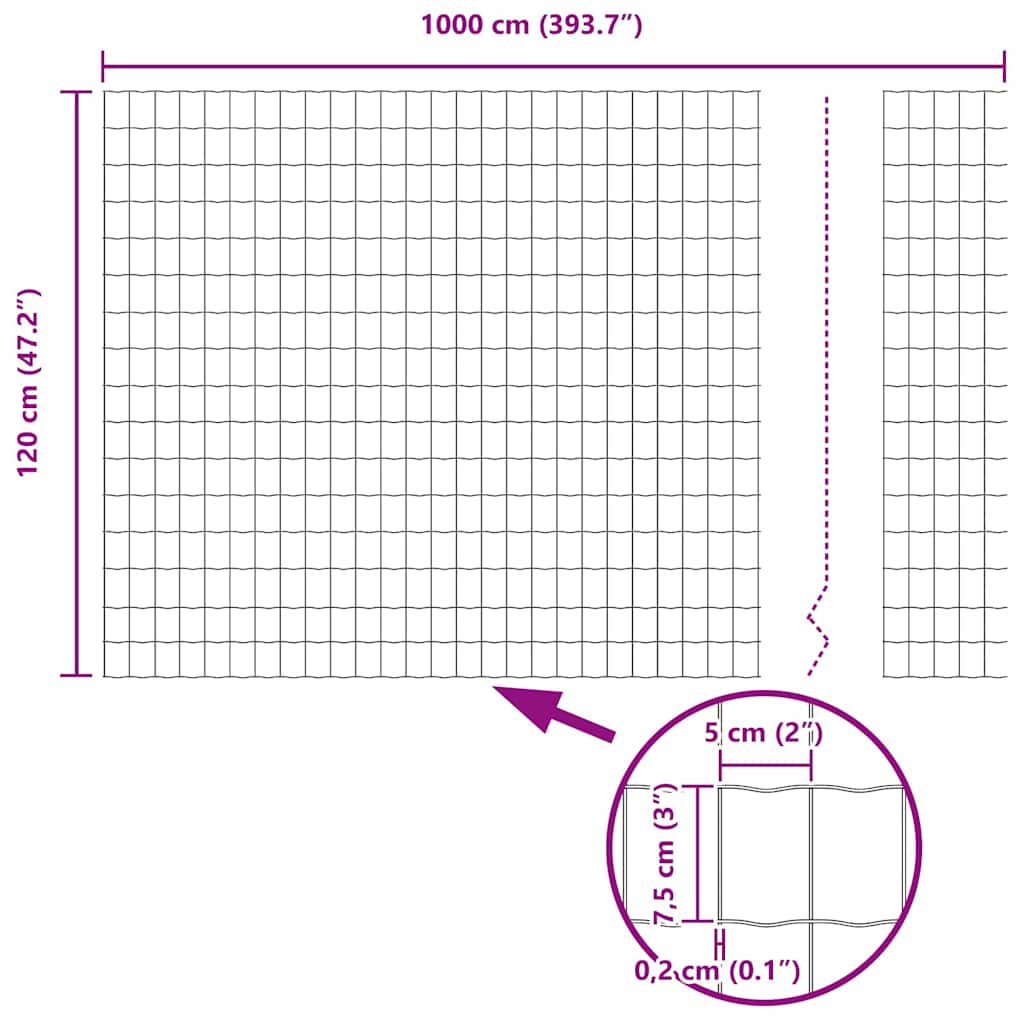 vidaXL Euro Fence 1.2x10 μ Γαλβανισμένος Σίδηρος