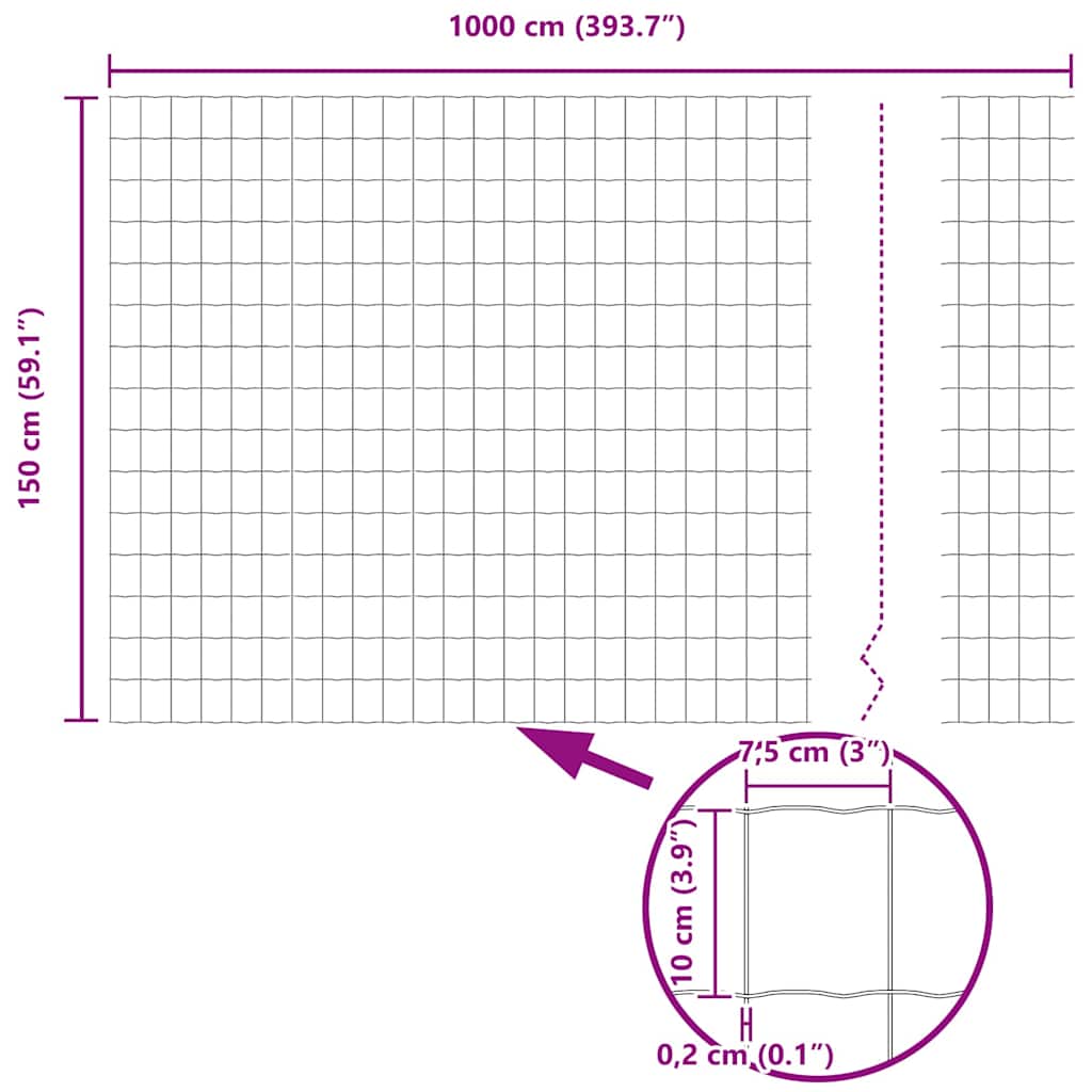 vidaXL Euro Fence 1.5x10 μ Γαλβανισμένο ατσάλι