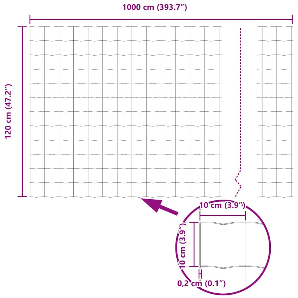 vidaXL Ευρωπαϊκός Φράκτης 1.2x10 μ Γαλβανισμένος Σίδηρος