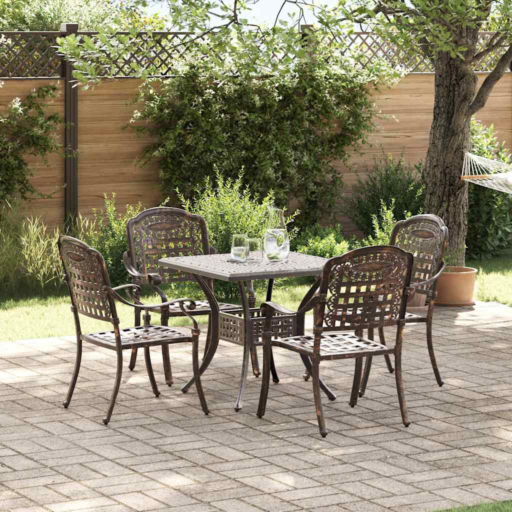 vidaXL Σερβίτσιο τραπεζιού κήπου 5 pcs Μπρονζέ Χυτό αλουμίνιο