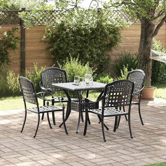 vidaXL Σερβίτσιο τραπεζιού κήπου 5 pcs Μαύρο Χυτό αλουμίνιο