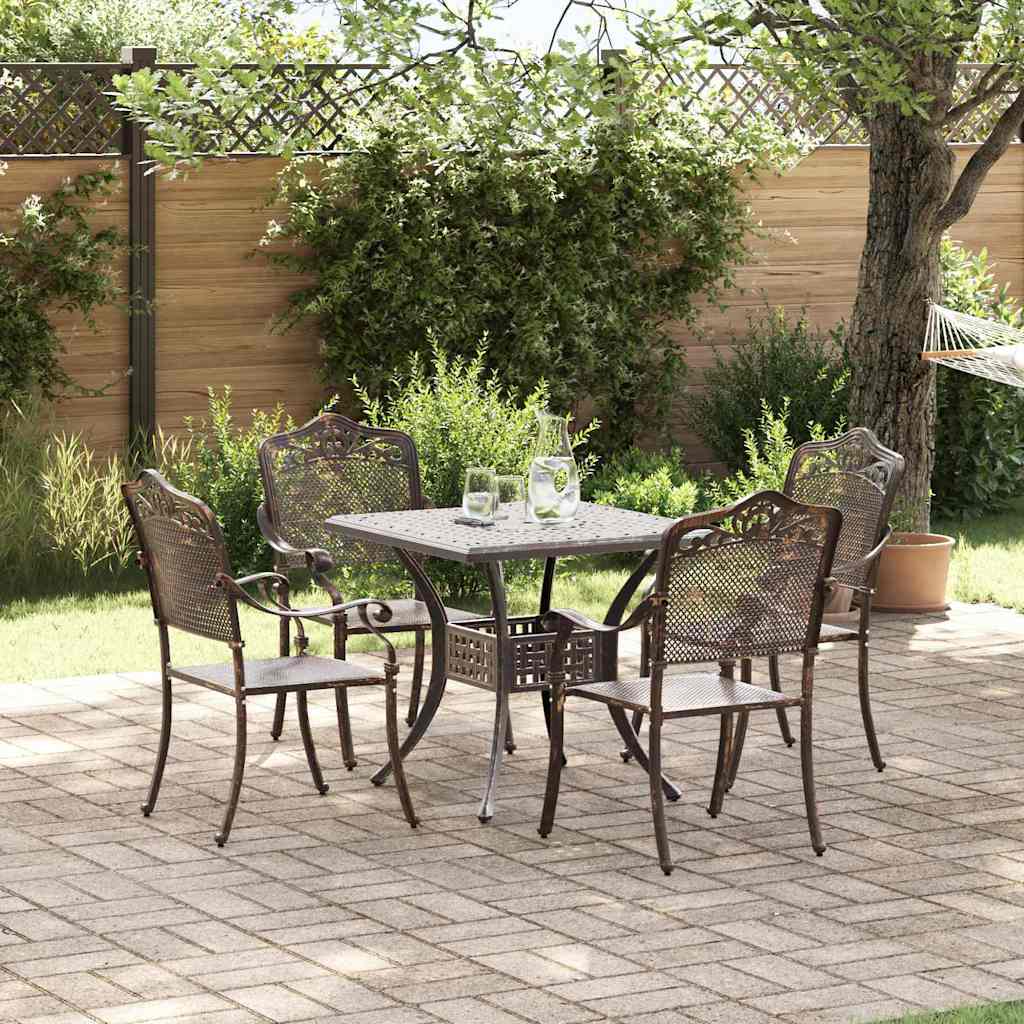 vidaXL Σερβίτσιο τραπεζιού κήπου 5 pcs Μπρονζέ Χυτό αλουμίνιο