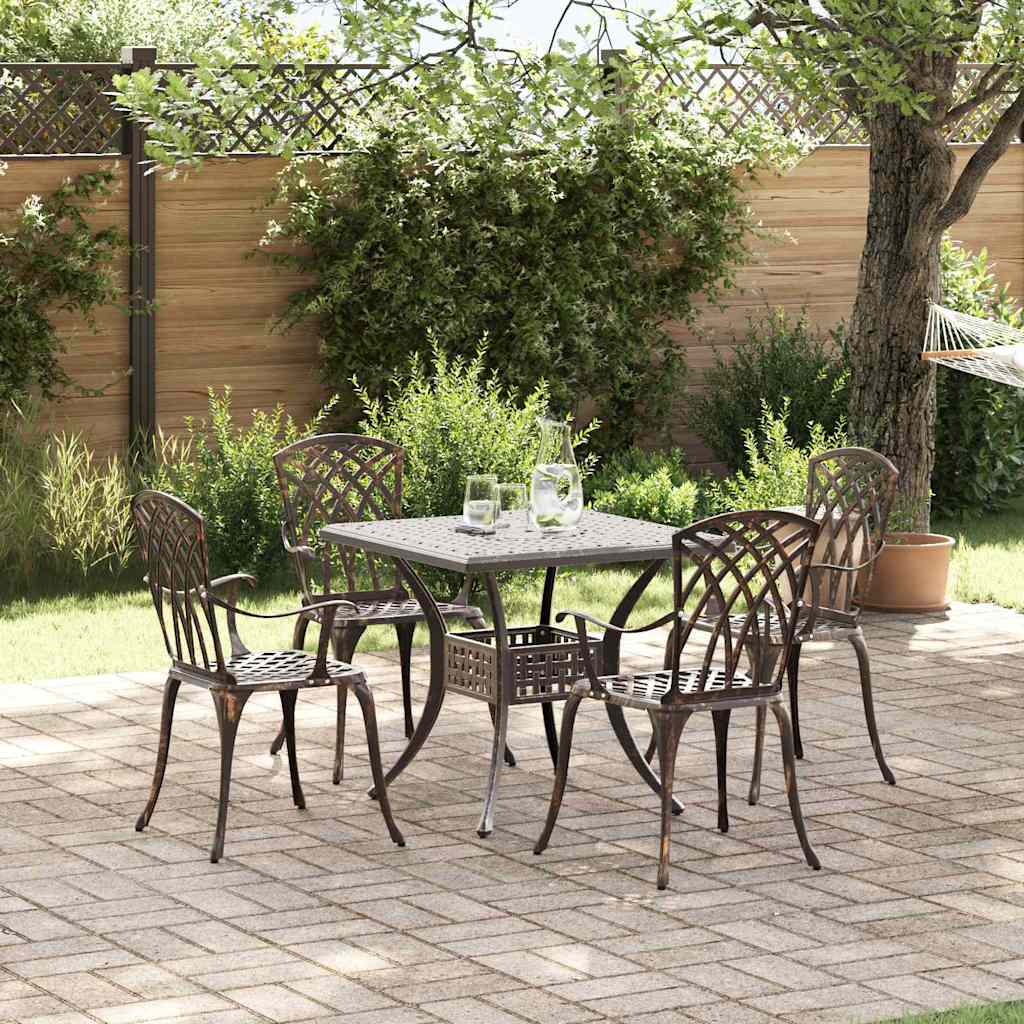 vidaXL Σερβίτσιο τραπεζιού κήπου 5 pcs Μπρονζέ Χυτό αλουμίνιο