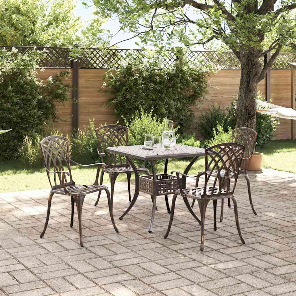 vidaXL Σερβίτσιο τραπεζιού κήπου 5 pcs Μπρονζέ Χυτό αλουμίνιο