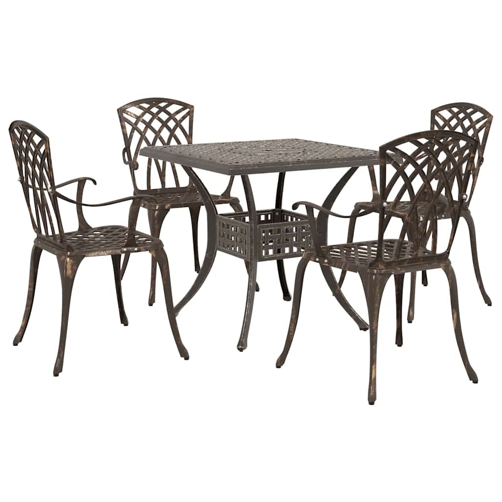 vidaXL Σερβίτσιο τραπεζιού κήπου 5 pcs Μπρονζέ Χυτό αλουμίνιο