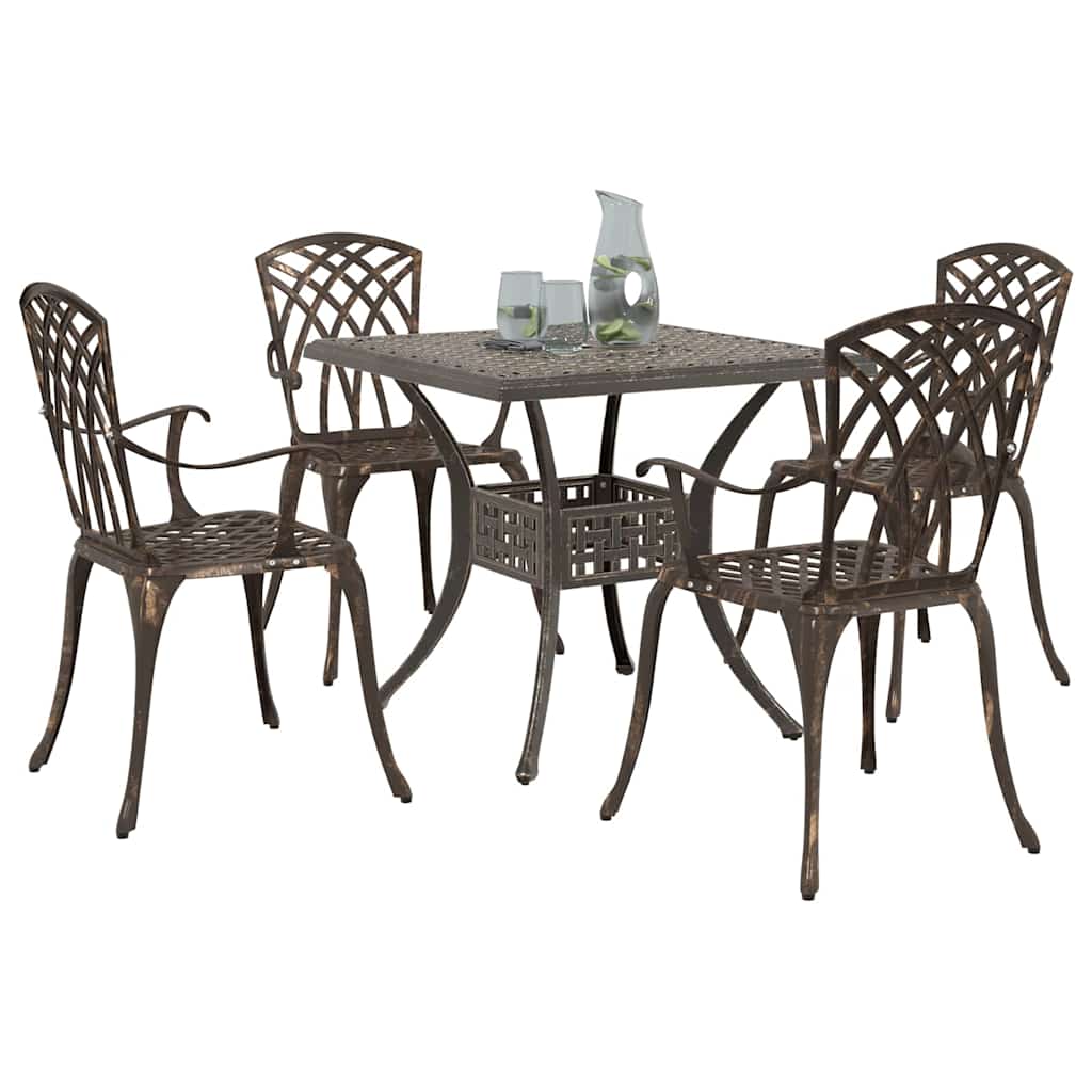 vidaXL Σερβίτσιο τραπεζιού κήπου 5 pcs Μπρονζέ Χυτό αλουμίνιο