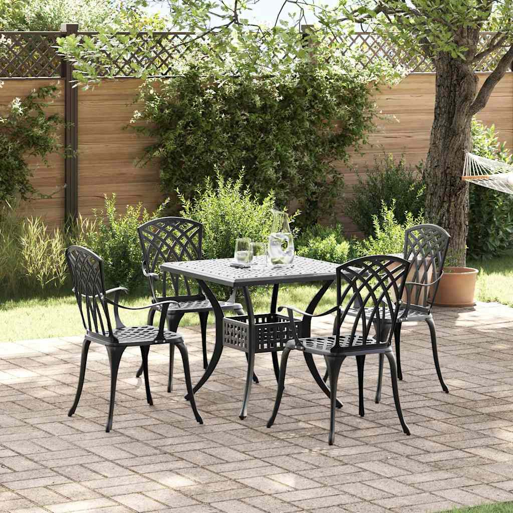 vidaXL Σερβίτσιο τραπεζιού κήπου 5 pcs Μαύρο Χυτό αλουμίνιο