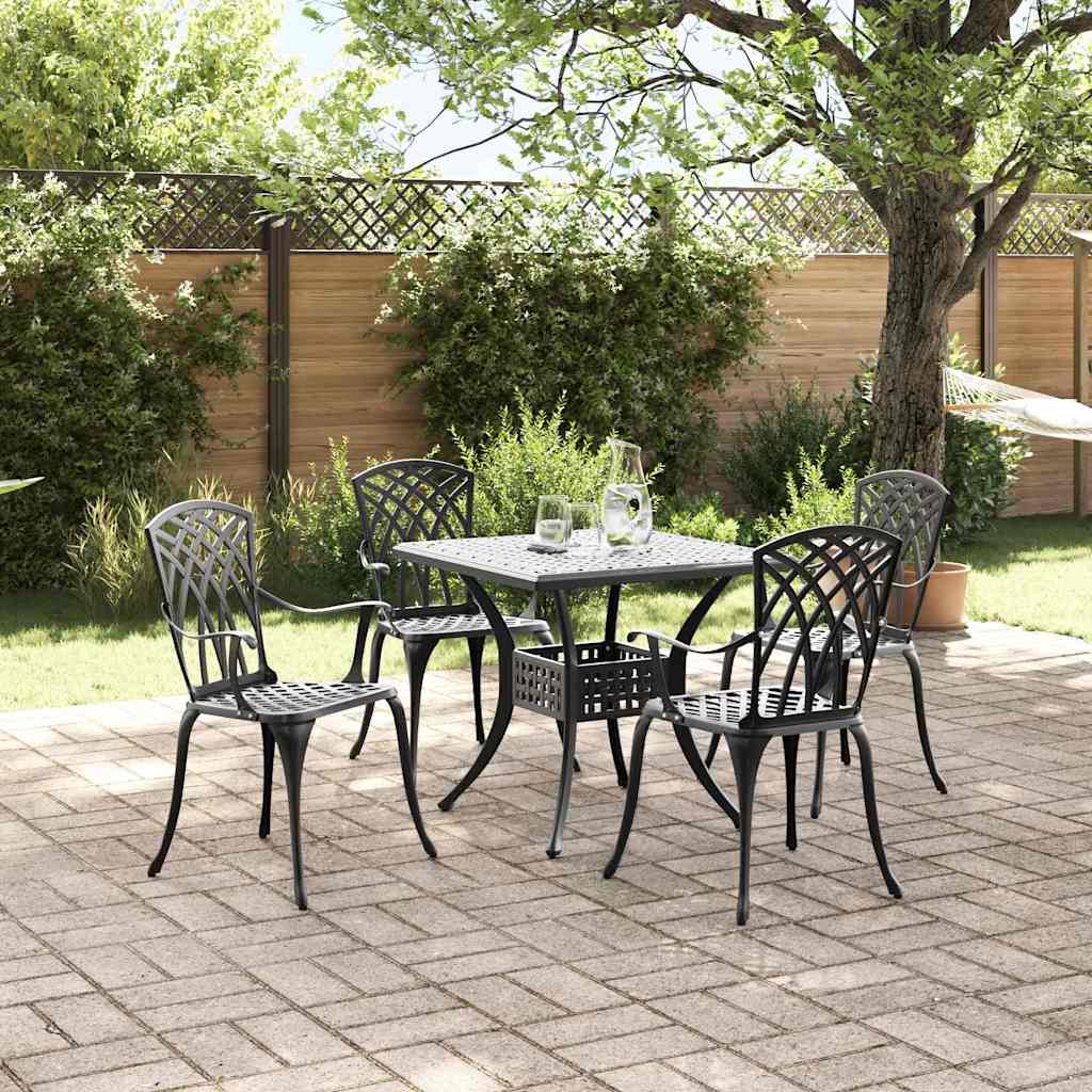 vidaXL Σερβίτσιο τραπεζιού κήπου 5 pcs Μαύρο Χυτό αλουμίνιο